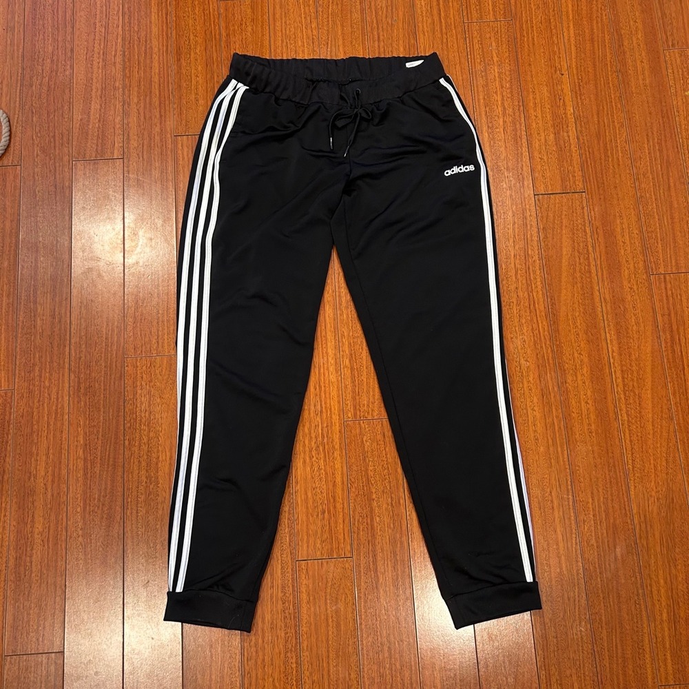 Adidas Primegreen Womens Joggers Black White 3 Stripe Track Pants Large
